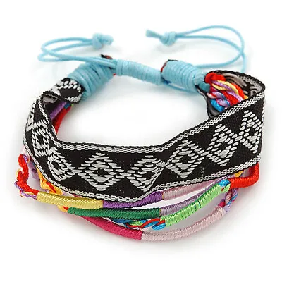 Unisex Handmade Multicoloured Cotton Woven Friendship Bracelet - Adjustable • £7.99