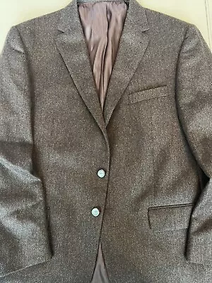 100% Cashmere Limited Edition Joseph Abboud Brown Herringbone Blazer 44s Italian • $40