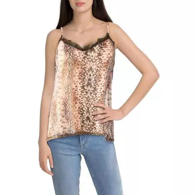 La Classe Couture Womens Pink Sheer Lace-Trim Snake Print Blouse Top S  2270 • $2.99
