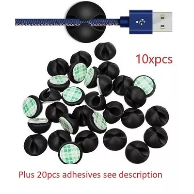 10xpcs Multipurpose Car Desk Desktop Wall Round USB Wire Cord Cable Holder Clip • £3.35