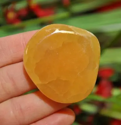 Honey Citrine Calcite Smooth Palm Stone Reiki Pocket Healing Gemstone 2 Inch • $7.70