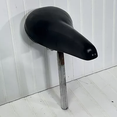 Vintage Schwinn Approved S Black Bicycle Seat Saddle Comfort Form With Post • $24.75