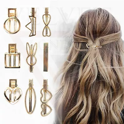 Golden Hair Clips Hairpins Metal Teeth Crocodile Hair Grips Hair Slides Barrette • £3.49