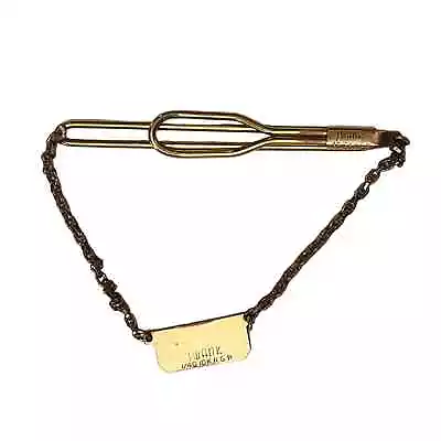 Vintage SWANK Tie Clip Bar With Hanging Plaque Chain ~ 1/40 10K RGP ~ • $14