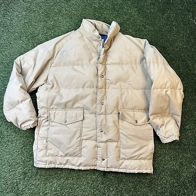 Vintage Pacific Trail Western Down Sportswear Khaki Jacket - Sz L - USA Made • $36