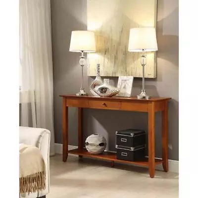 Classic Console Table 1-Drawer Bottom Shelf Hall Entryway Cherry Wood Home Decor • $155.94