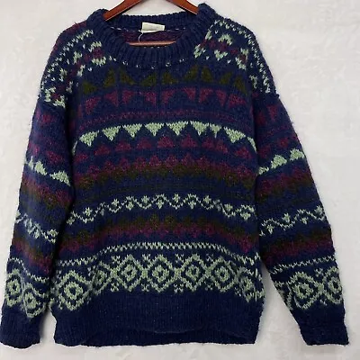 Vintage Wool 100% Nepal Vagabond Imports Hand Knit Sweater Pullover Chunky • $49.90