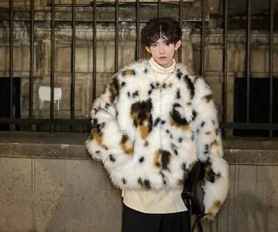 Men's Fashion Winter Round Collar Long Sleeve Loose Warm Faux Fur Padded Coats • $80.98