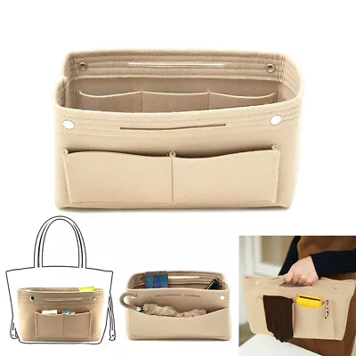 Women's Handbag Organizer Bag Purse Insert Bag Felt Multi Pocket Tote Use3CMF • $5.48