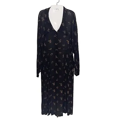 Nusantara Asian Crafts Dress Womens Medium Midi Pockets Oriental Vintage Black • $29.90