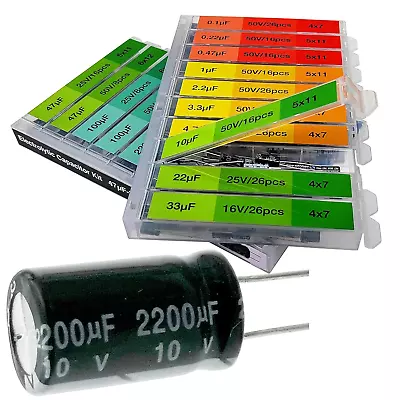 0.1Uf－2200Uf Capacitors 20 Value 304Pcs Individual Box Lid Electrolytic Capacito • $18.33