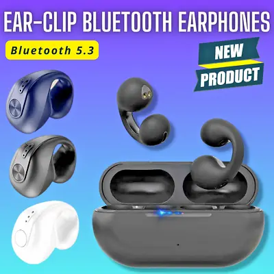 Bluetooth 5.3 Wireless Earbuds Ear Clip Bone Conduction Headphones Sport Headset • $9.97