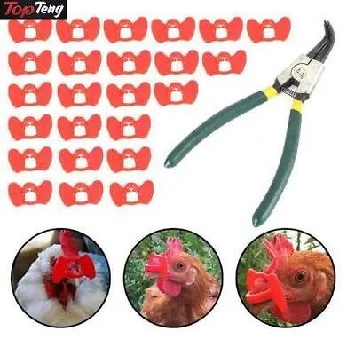 24Pcs Peepers+Pliers Chicken Glasses Poultry Blinders Spectacles Anti-Pecking • $14.61