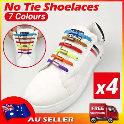 No Tie Shoelaces Lazy Laces Locked Elastic Shoe Lace Sneakers Sports Kids Adults • $2.69