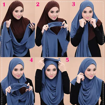 INSTANT Chiffon Hijab Double Loop Slip On Scarf Pull Over Crepe Shawl Islamic • $5.76