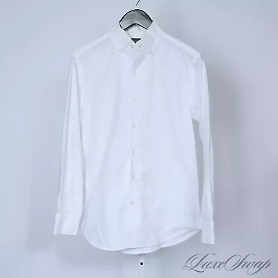 ESSENTIAL Epaulet Los Angeles Somelos Cotton White Solid OCBD Oxford Shirt M NR • $9.99