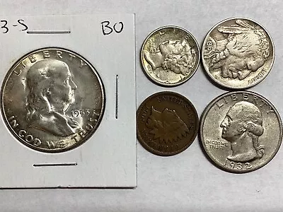 Old U.S. Silver Coins 5 Coin Type-90% Silver Franklin Washington Merc And More! • $24.99