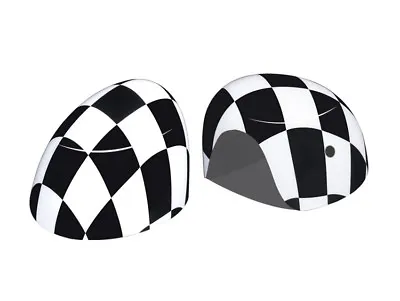 Checkered Side View Mirror Cover W Light For MINI Cooper F54 F55 F56 F60 14-19 • $45.24
