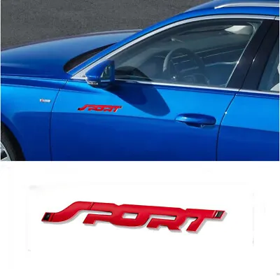 Metal Car SPORT Sticker 3D RED Side Fender Rear Trunk Emblem Logo Badge Decals • $4.50