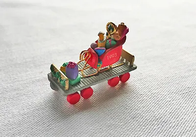 1993 Noel R R #5 ~ Flatbed Santa's Bag ~ Train ~ Hallmark Miniature Ornament • $5.25