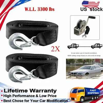 2x 2  20ft Heavy Duty Car Boat Truck Trailer Winch Rope Strap Snap Hook 10000LB • $29.99