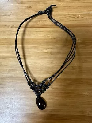 Me & Ro Necklace Pendant Leather Black • $150