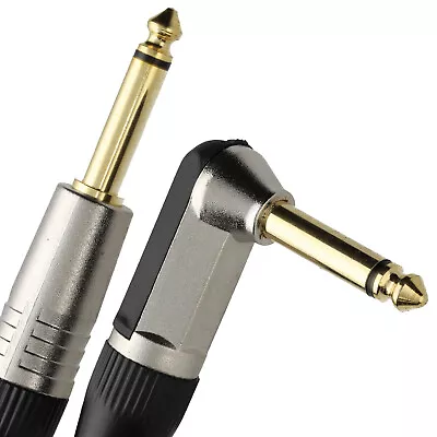 5m GOLD Right Angle MONO Jack 6.35mm 1/4 Inch Guitar/Amp Cable Lead [007933] • £5.66