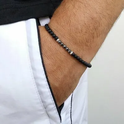 £2.64 • Buy Simple Lucky Charm Handmade Elastic Bracelets For Men Stone Beads Bracelet Gift