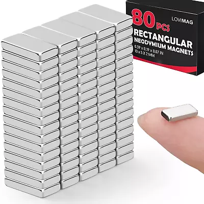 Neodymium Magnets Bars 80 Pcs Strong Rare Earth Magnets Bar Small Rectangular  • $8.03