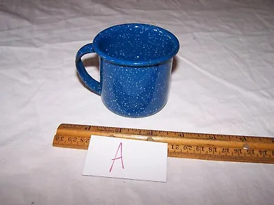 Blue & White Speckled Enamelware Graniteware Small Cup - Camping - Lot A • $15