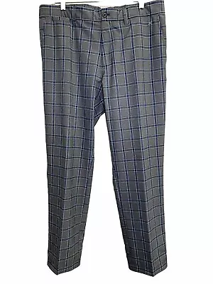 J Lindeberg Men’s 34X30 Gray Navy Blue Plaid Performance Golf Pants Slim Fit • $25