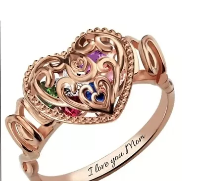 Rose Gold Mom Ring I Love You Mom Colorful Stones FREE SHIPPING • $12