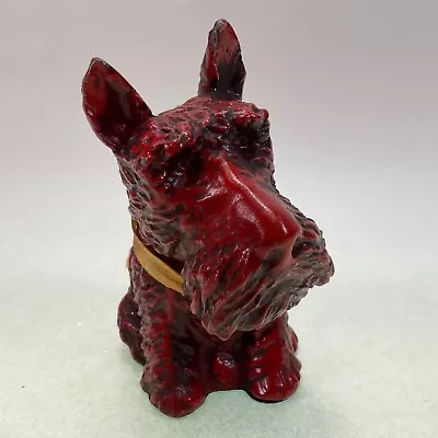 Cast Metal Scottie Dog Red Black Felt Bottom - Vintage 5  Tall • $59.99