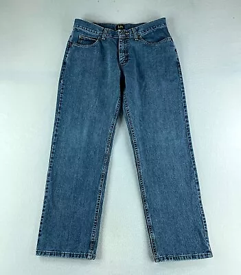 Lee Mens Jeans Blue Tag Size 33x30 Relaxed Straight Medium Wash Denim • $18.78