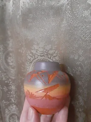 Vintage Miniature Art Pottery Vase Native Made Red Earth Signed Color Gradients • $92