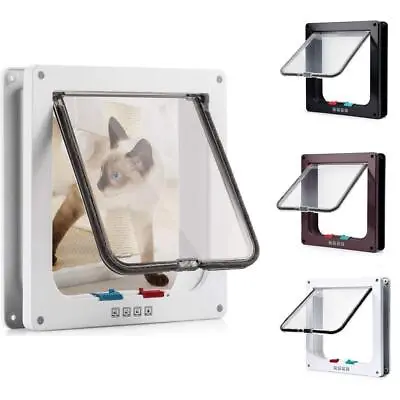 4 Way Pet Door Locking Small Medium Large Dog Cat Flap Magnetic Door Frame • £7.89