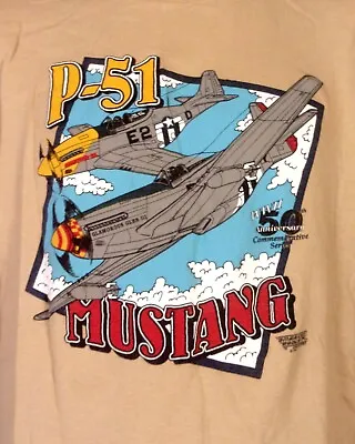 Vintage 80s 90s Single Stitch WWII 2 Sided T-Shirt 1991 P-51 Mustang Air Force L • $35.99