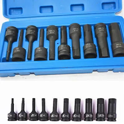 Hex Allen Bits 1/2'' Drive Deep Air Impact Socket Set Auto Repair Tools AU • $54.78