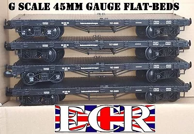 4 X G SCALE 45mm GAUGE FLATBED TO BUILD ON. RAILWAY TRUCK GARDEN TRAIN FLAT BED • £74.95