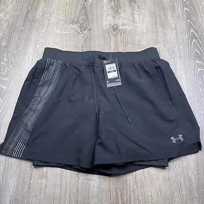 Under Armour Mens Speedpocket Shorts Size XL Lined Black Running Workout NEW • $26.95