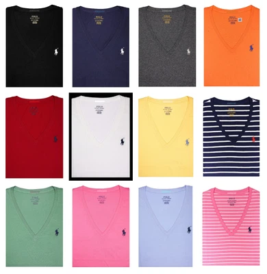 $38 • Buy NWT Polo Ralph Lauren Women V-Neck Pony Logo Classic Fit T-Shirt Tee MSRP $58.00