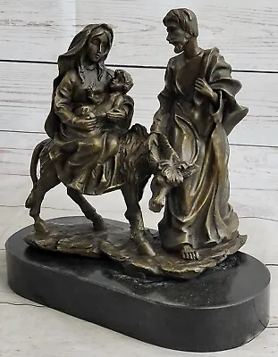 Joseph And Mary Carrying Baby Jesus On A Mule Christmas Religious Sculpture Sale • $124.50