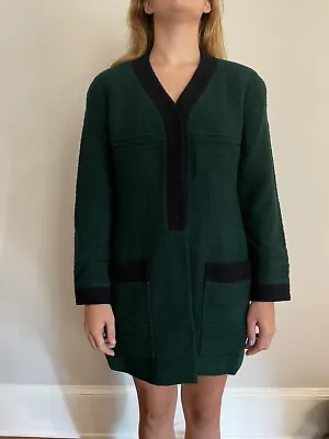 $99 • Buy Chanel Tweed Green & Navy Vintage Jacket Small