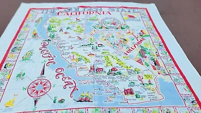 Vintage 1950s California Map Tablecloth 48x50  • $35