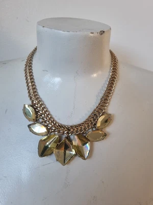 £3 • Buy Beautiful M&S Gold Tone Chain Necklace & Chunky Gems Costume Jewellery