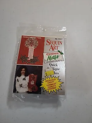 Vintage NOS 80s Distlefink Sequin Art Kit Christmas Motifs Candle Makes 2 Sealed • $19.99