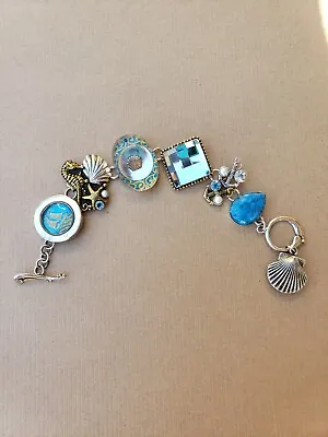 Mars And Valentine Larimar Mother Of Pearl Blue Topaz Bracelet • $375