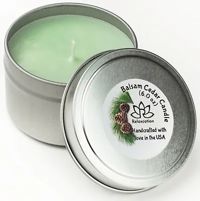 Balsam Cedar Scent Candle Soy Wax In Metal Tin Handmade IN USA Aromatherapy(6oz) • $10.99