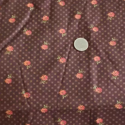 VIP Cranston Cotton Calico Fabric Corn Flowers On Brown 44  Wide X 1⅓ Yards • $14.95