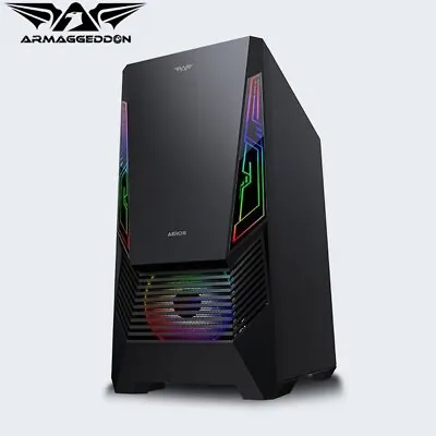 PC Case Armaggeddon Aero III Black Tempered Glass Panel ATX Gaming Case • $89.95